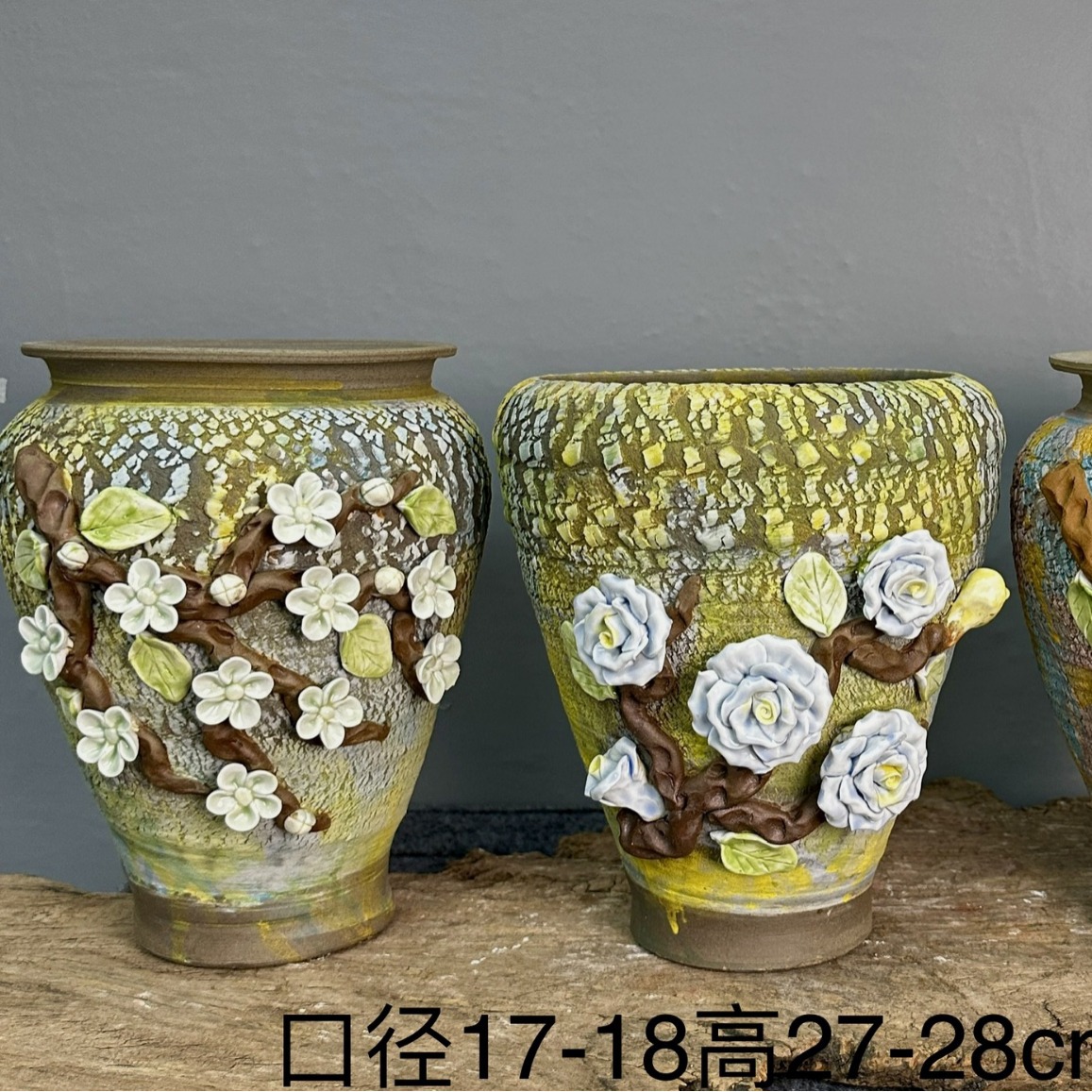 604 (2) painted plant holder pottery large outdoor.jpg