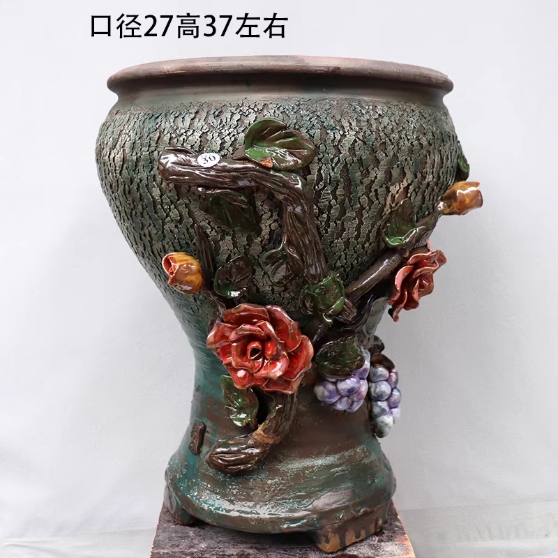 Ceramic Succulent Pots Round Planter for Indoor Plants Modern Outdoor Planter with Drainage and Plant Saucer  Home Decor(1).png