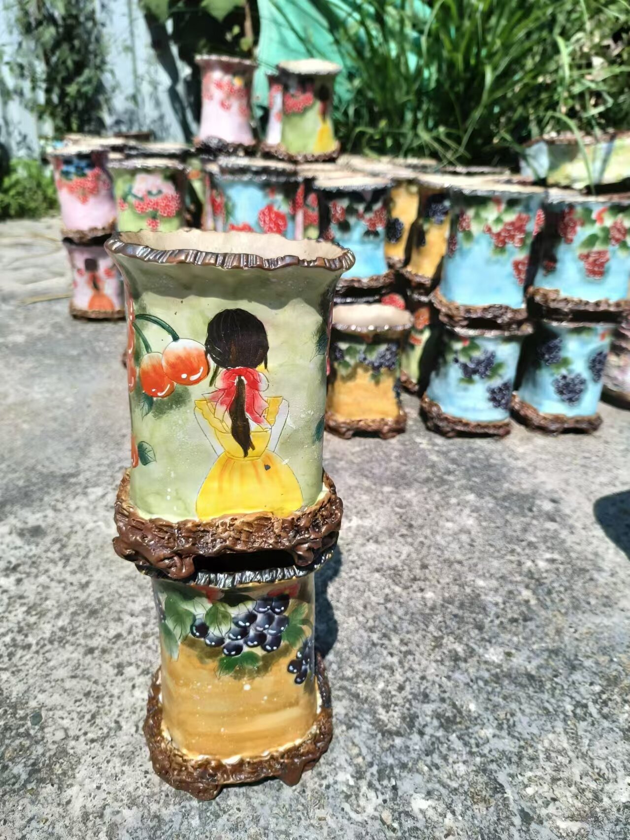 Floral Flower Pot with Drainage Holes Rustic Country Plant Pots Decorative Gifts for Home Office Indoor Outdoor Plants.jpg