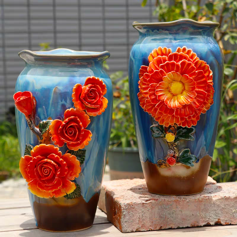 Modern Exquisite Ceramic Flower Stump Pot with Large Diameter High Glazed Cliff Sculpted Succulent Flower Pot.png