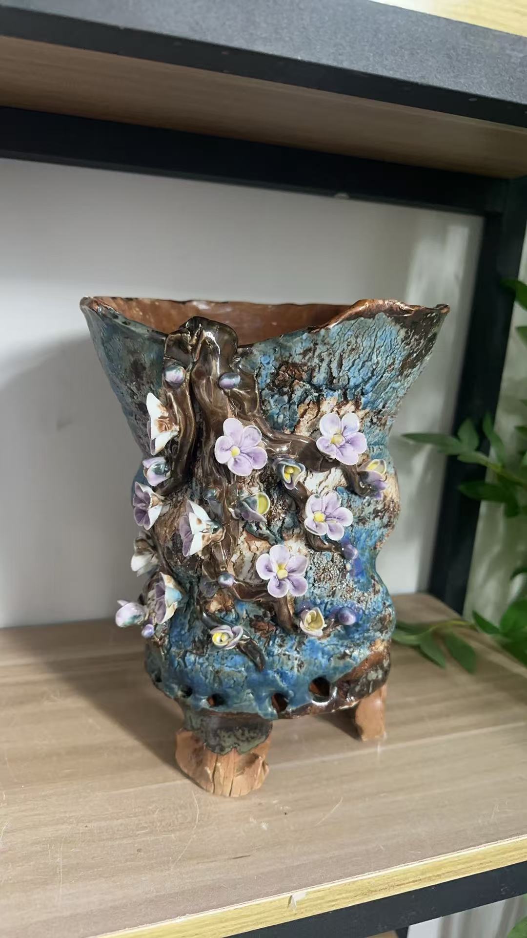 Succulent Plant Flowerpot Hand-glazed Rough Pottery Breathable Round Mouth Simple Ceramic Basin Pot.jpg